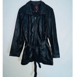 Vintage G III Belted Leather Jacket - Women's Size L - Quilted Lining